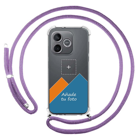 Personaliza tu Funda Colgante Transparente para Huawei Honor 600 Lite 5G con Cordon Morado Dibujo Personalizada