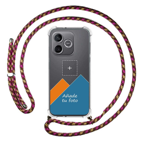 Personaliza tu Funda Colgante Transparente para Huawei Honor 600 Lite 5G con Cordon Rosa / Dorado Dibujo Personalizada