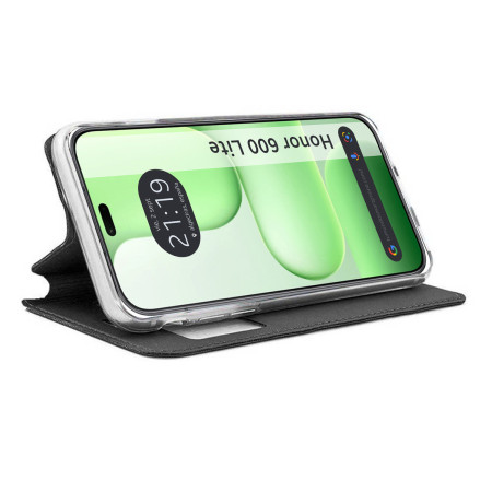 Funda Libro Soporte con Ventana para Huawei Honor 600 Lite 5G color Negra