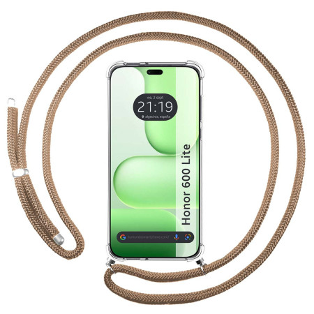 Funda Colgante Transparente para Huawei Honor 600 Lite 5G con Cordon Camel