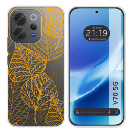 Funda Silicona Transparente para Vivo V70 5G diseño Hojas...