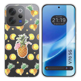 Funda Silicona Transparente para Vivo V70 5G diseño Piña...
