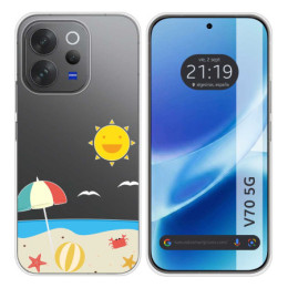 Funda Silicona Transparente para Vivo V70 5G diseño Playa...