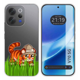 Funda Silicona Transparente para Vivo V70 5G diseño Tigre...