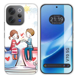 Funda Silicona para Vivo V70 5G diseño Café Dibujos