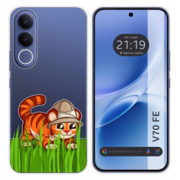 Funda Silicona Transparente para Vivo V70 FE diseño Tigre...