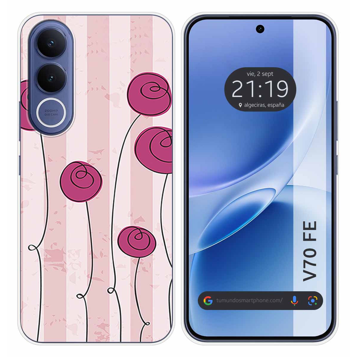 Funda Silicona para Vivo V70 FE diseño Flores...