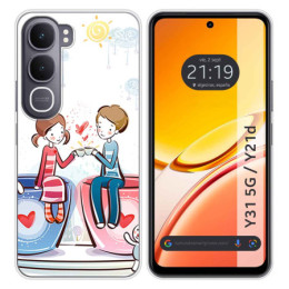 Funda Silicona para Vivo Y31 5G / Y21d diseño Café Dibujos