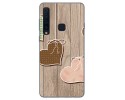 Funda Gel Tpu para Samsung Galaxy A9 (2018) Diseño Corazones Madera Dibujos