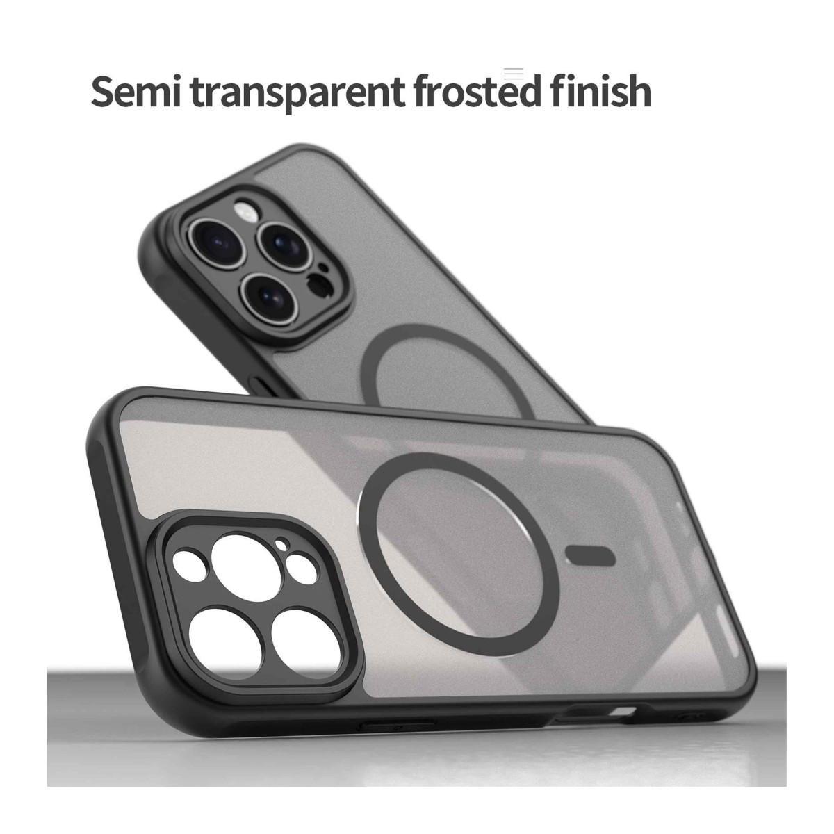 Funda magnética para Iphone 16 (6.1) con borde Negro y protección de camara