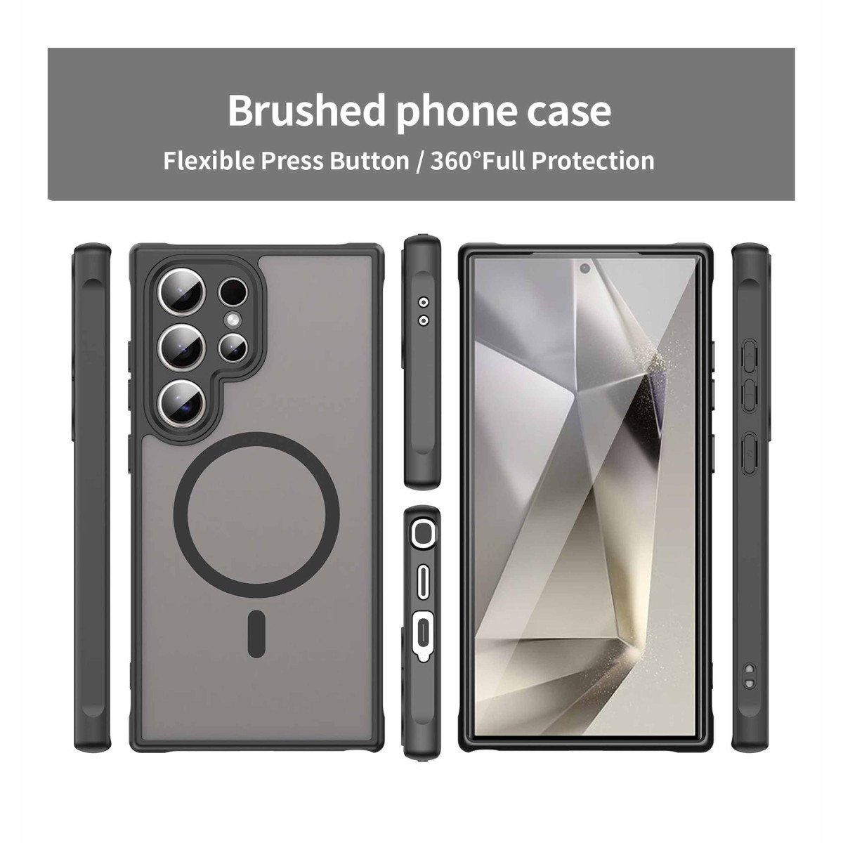 Funda magnética para Samsung Galaxy S23 Ultra 5G con borde Negro y protección de camara