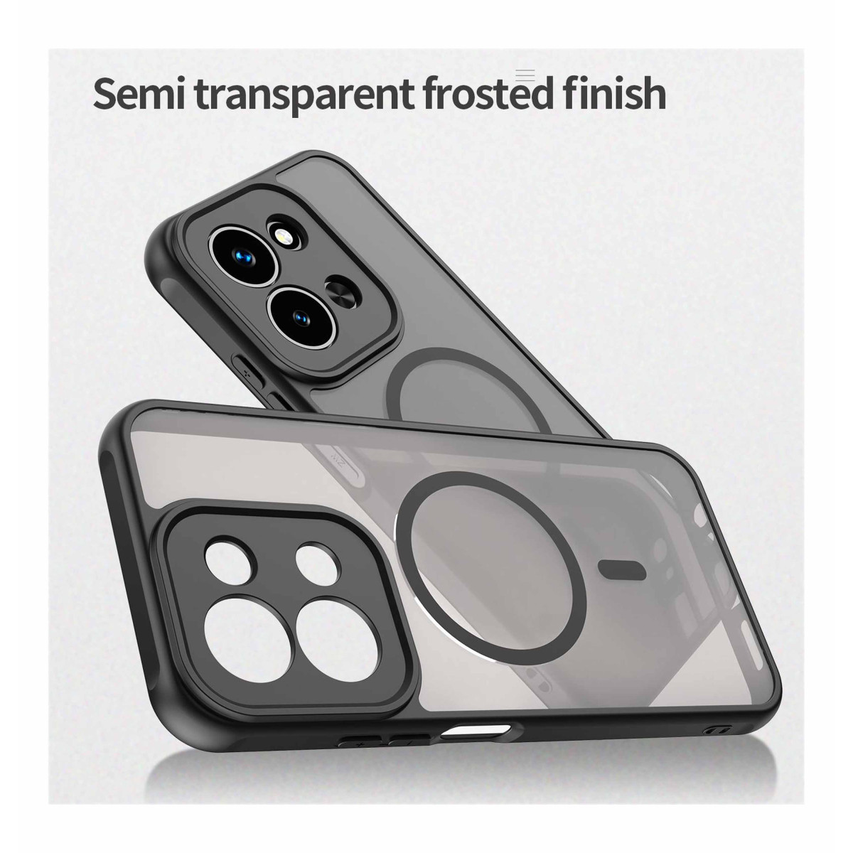 Funda magnética para Xiaomi Redmi 15 4G / 5G con borde Negro y protección de camara