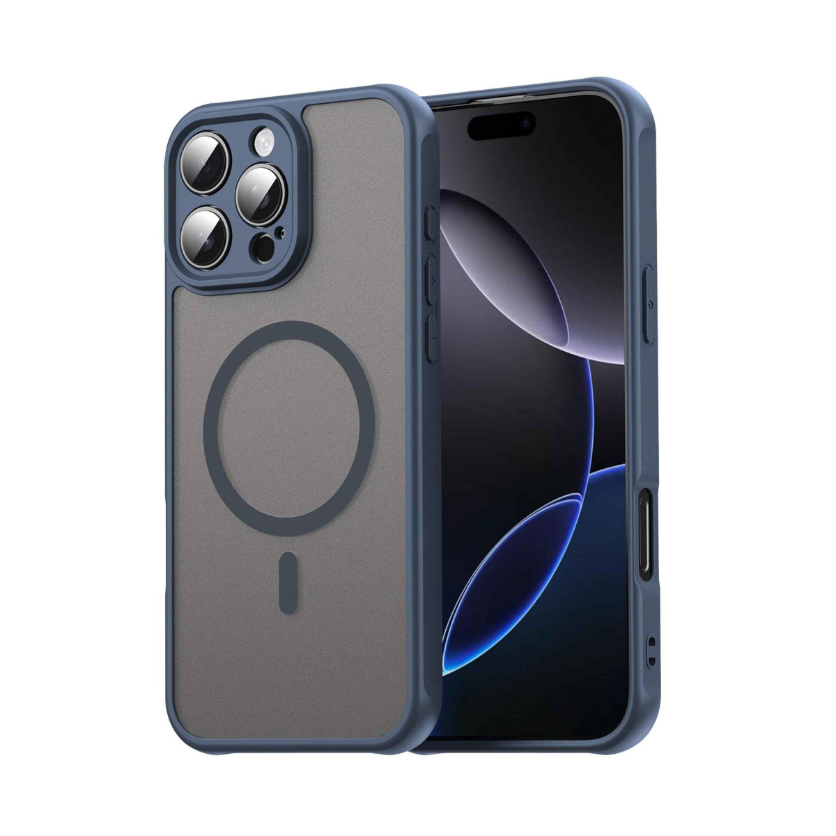 Funda magnética para Iphone 16 Pro Max (6.9) con borde Azul y protección de camara