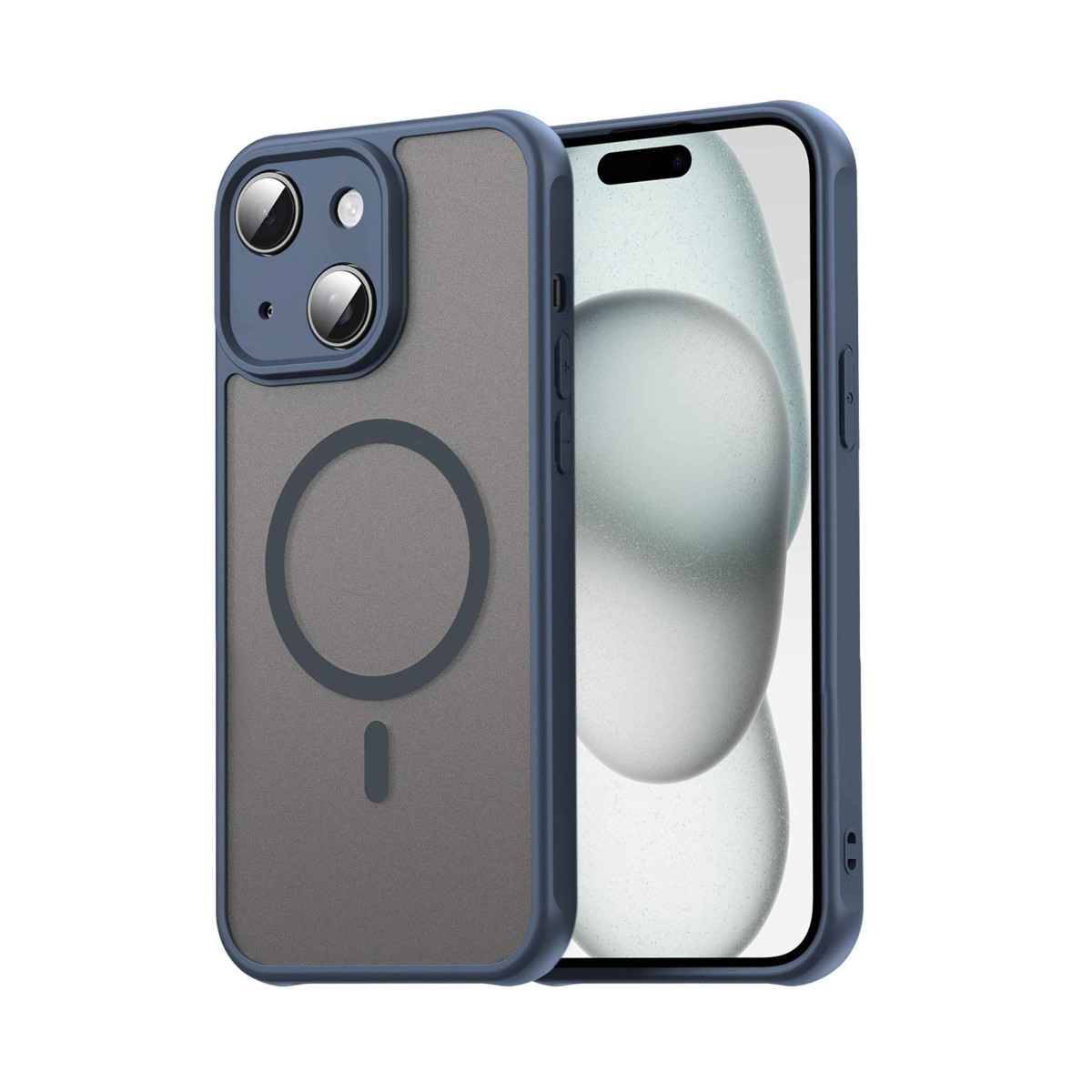 Funda magnética para Iphone 15 (6.1) con borde Azul y protección de camara