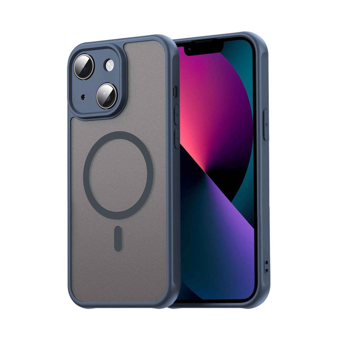 Funda magnética para Iphone 13 (6.1) con borde Azul y protección de camara
