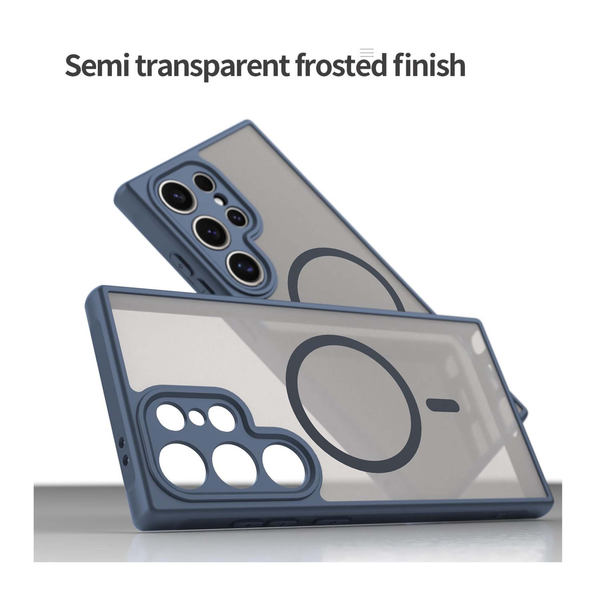 Funda magnética para Samsung Galaxy S23 Ultra 5G con borde Azul y protección de camara