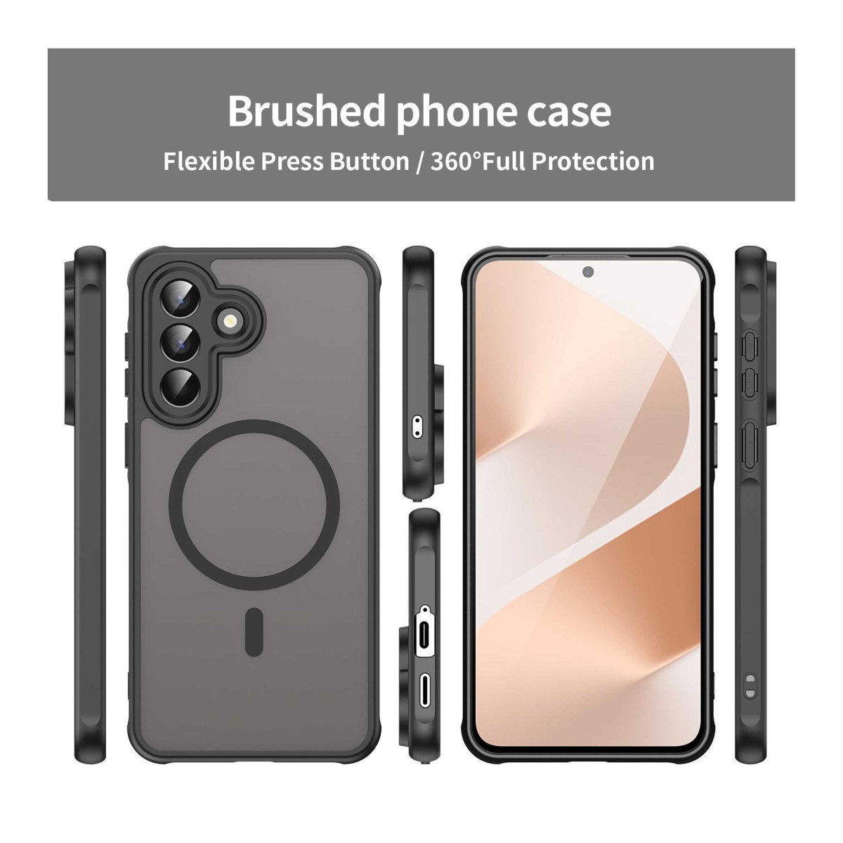 Funda magnética para Samsung Galaxy A56 5G con borde Negro y protección de camara