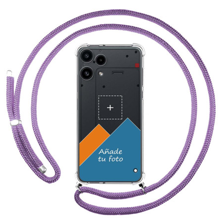 Personaliza tu Funda Colgante Transparente para Nothing Phone 3a Lite 5G con Cordon Morado Dibujo Personalizada