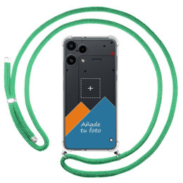 Personaliza tu Funda Colgante Transparente para Nothing Phone 3a Lite 5G con Cordon Verde Agua Dibujo Personalizada