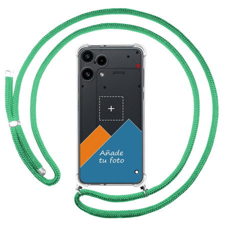 Personaliza tu Funda Colgante Transparente para Nothing Phone 3a Lite 5G con Cordon Verde Agua Dibujo Personalizada