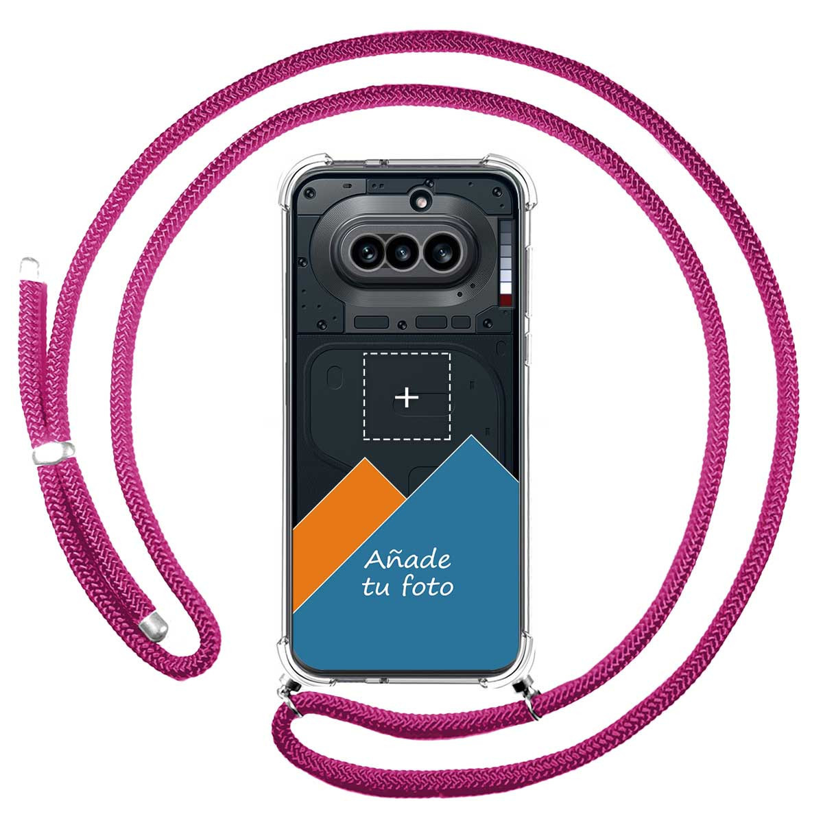 Personaliza tu Funda Colgante Transparente para Nothing Phone 4a 5G con Cordon Rosa Fucsia Dibujo Personalizada