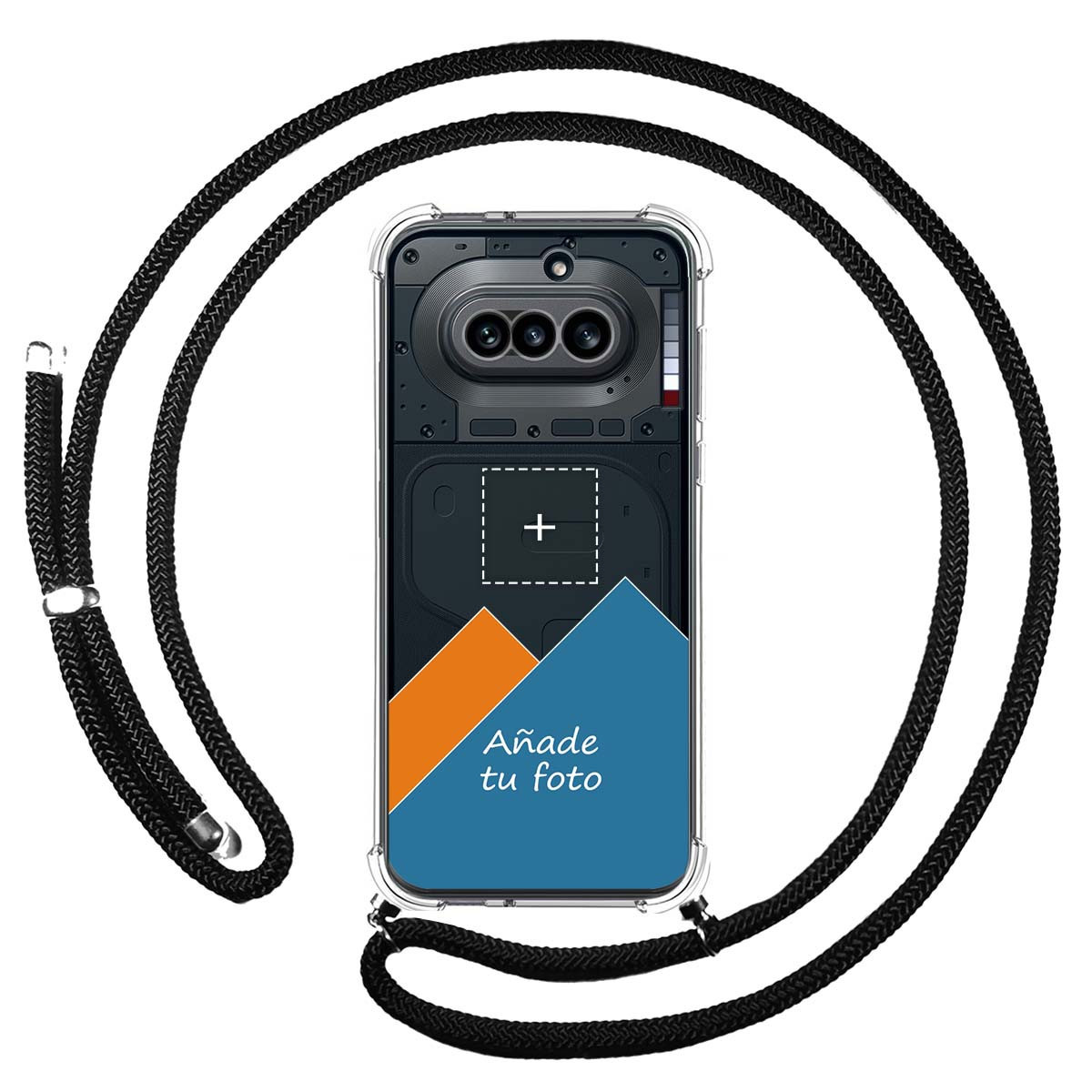 Personaliza tu Funda Colgante Transparente para Nothing Phone 4a 5G con Cordon Negro Dibujo Personalizada