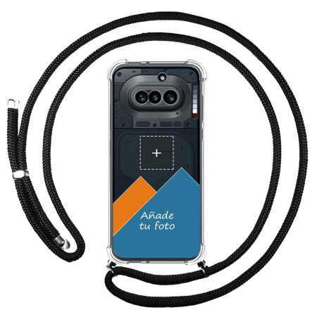 Personaliza tu Funda Colgante Transparente para Nothing Phone 4a 5G con Cordon Negro Dibujo Personalizada