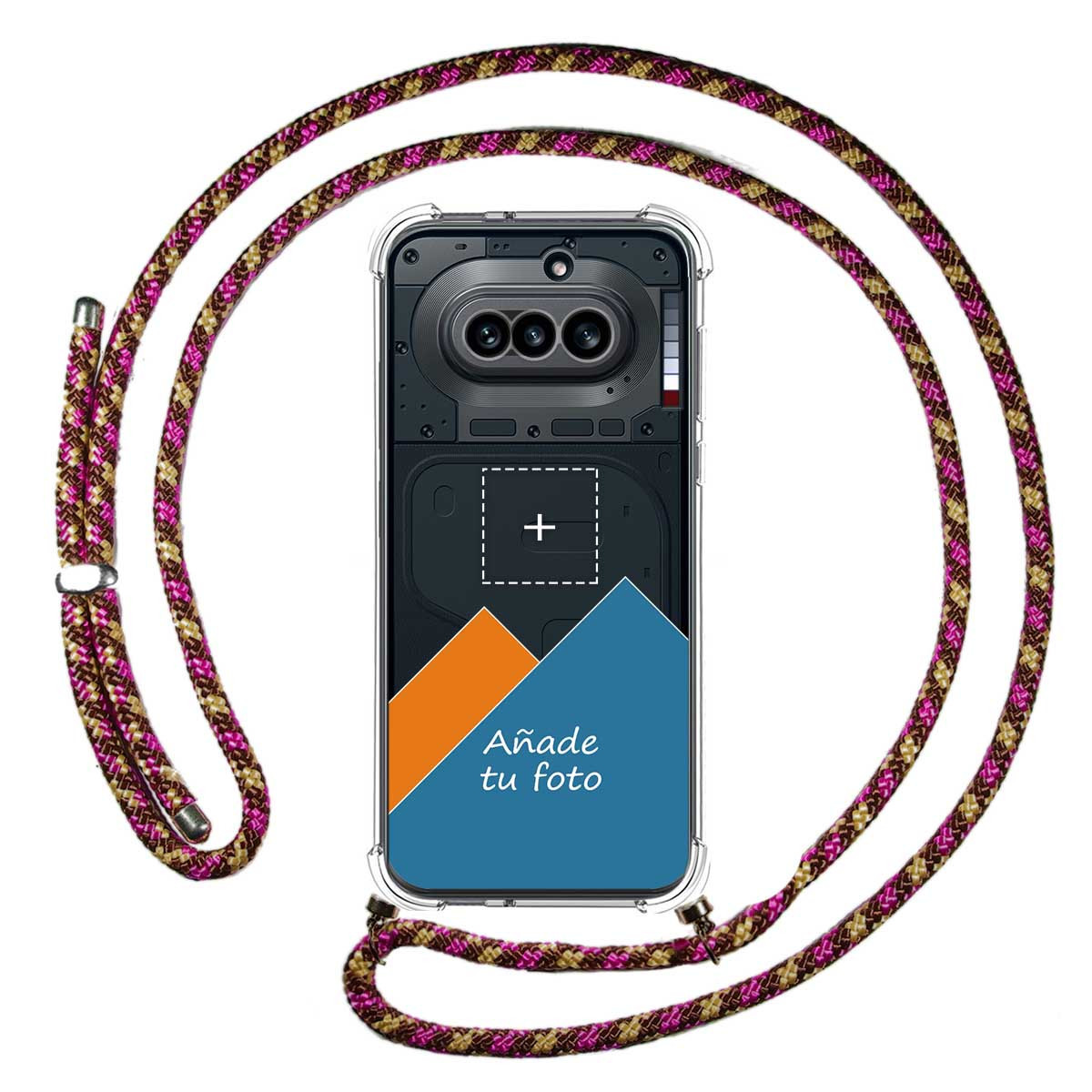 Personaliza tu Funda Colgante Transparente para Nothing Phone 4a 5G con Cordon Rosa / Dorado Dibujo Personalizada
