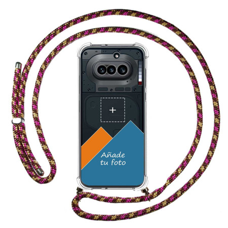 Personaliza tu Funda Colgante Transparente para Nothing Phone 4a 5G con Cordon Rosa / Dorado Dibujo Personalizada