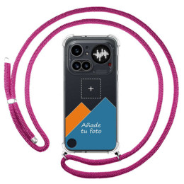 Personaliza tu Funda Colgante Transparente para Nothing Phone 4a Pro 5G con Cordon Rosa Fucsia Dibujo Personalizada