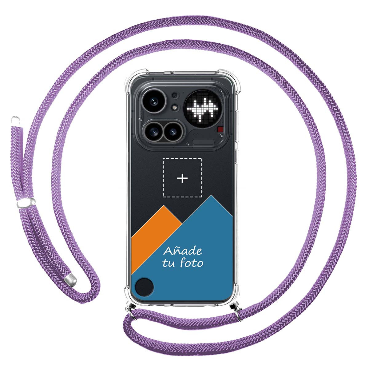 Personaliza tu Funda Colgante Transparente para Nothing Phone 4a Pro 5G con Cordon Morado Dibujo Personalizada