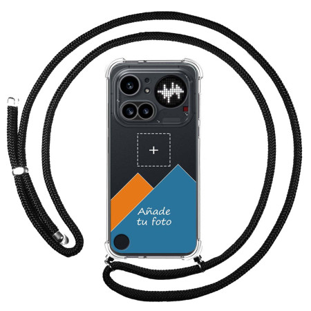 Personaliza tu Funda Colgante Transparente para Nothing Phone 4a Pro 5G con Cordon Negro Dibujo Personalizada
