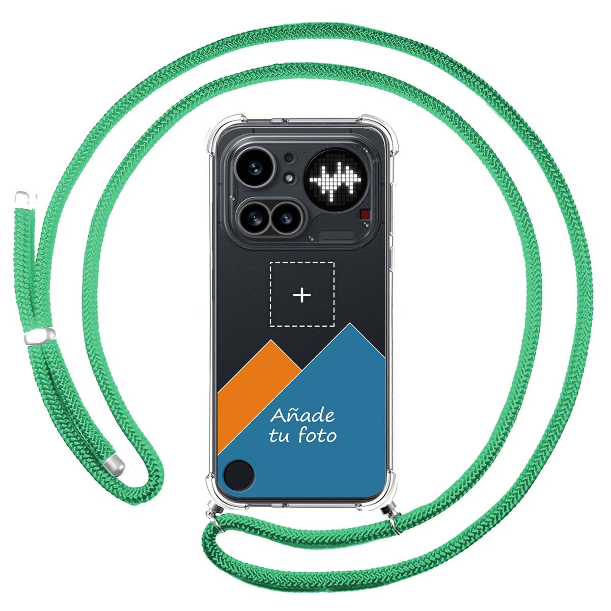 Personaliza tu Funda Colgante Transparente para Nothing Phone 4a Pro 5G con Cordon Verde Agua Dibujo Personalizada