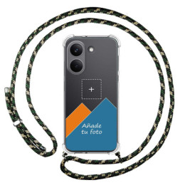 Personaliza tu Funda Colgante Transparente para Xiaomi Poco X8 Pro 5G con Cordon Verde / Dorado Dibujo Personalizada