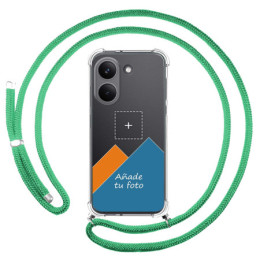 Personaliza tu Funda Colgante Transparente para Xiaomi Poco X8 Pro 5G con Cordon Verde Agua Dibujo Personalizada