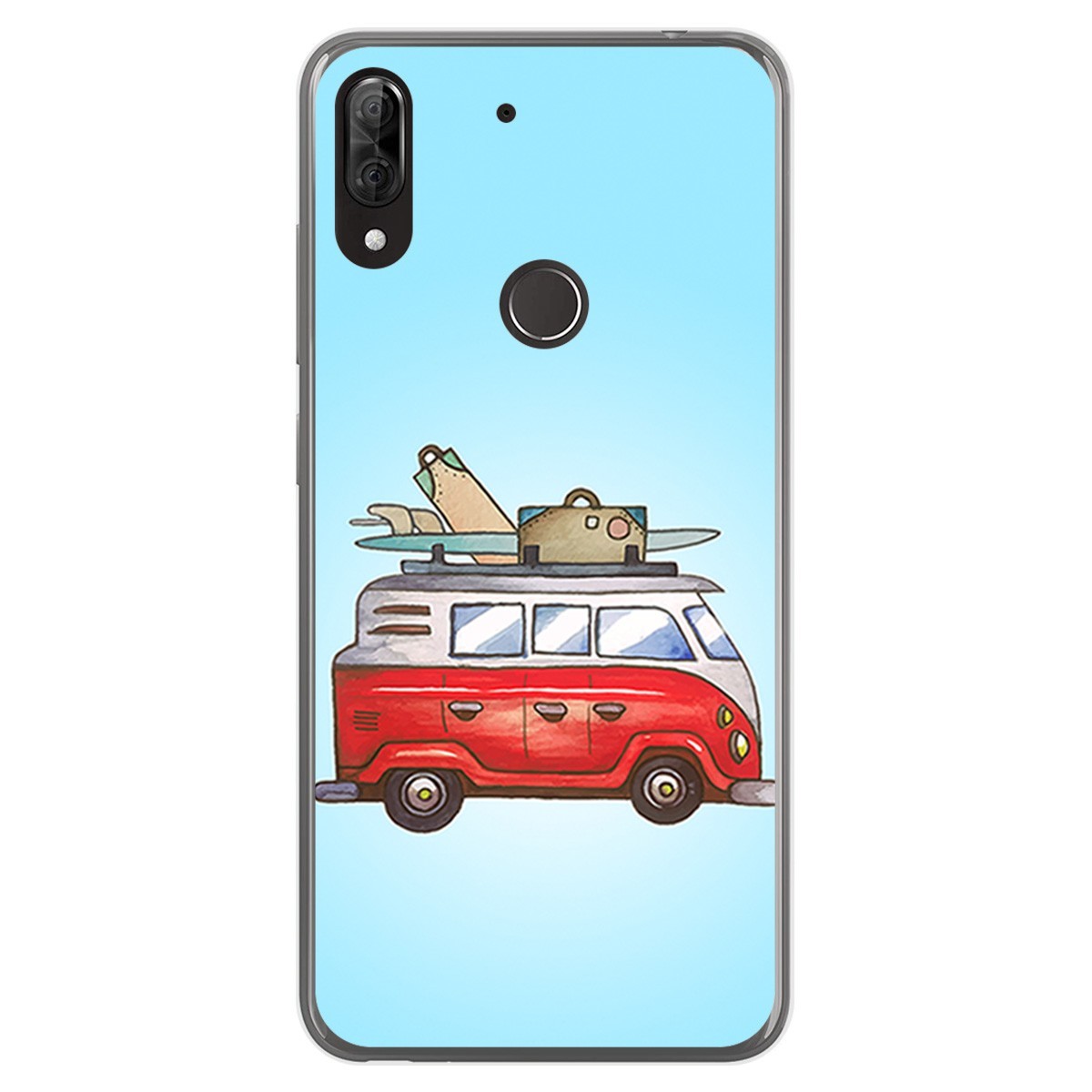 Funda Gel Tpu para Wiko View2 Plus diseño Furgoneta Dibujos