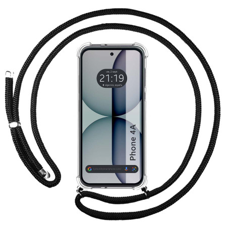 Funda Colgante Transparente para Nothing Phone 4a 5G con Cordon Negro