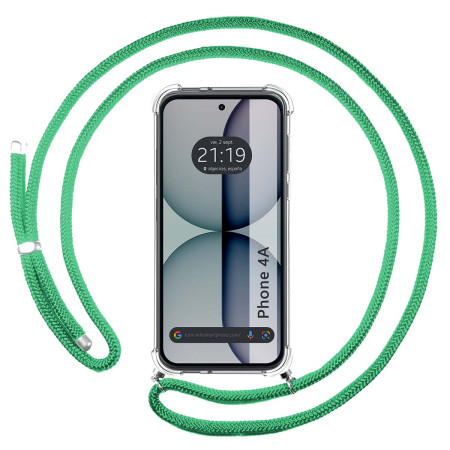 Funda Colgante Transparente para Nothing Phone 4a 5G con Cordon Verde Agua