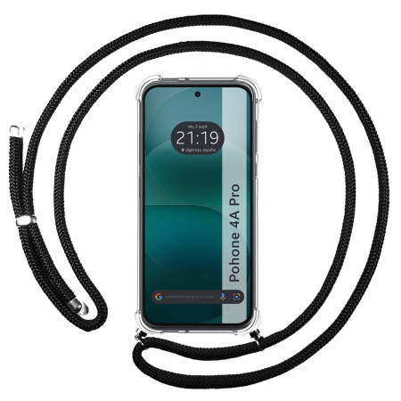 Funda Colgante Transparente para Nothing Phone 4a Pro 5G con Cordon Negro