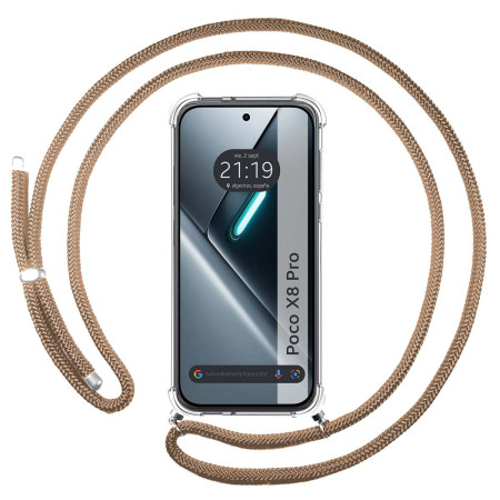 Funda Colgante Transparente para Xiaomi Poco X8 Pro 5G con Cordon Camel
