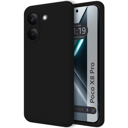 Funda Silicona Líquida Ultra Suave para Xiaomi Poco X8 Pro 5G color Negra