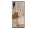 Funda Gel Tpu para Wiko View2 Go diseño Corazones Madera Dibujos