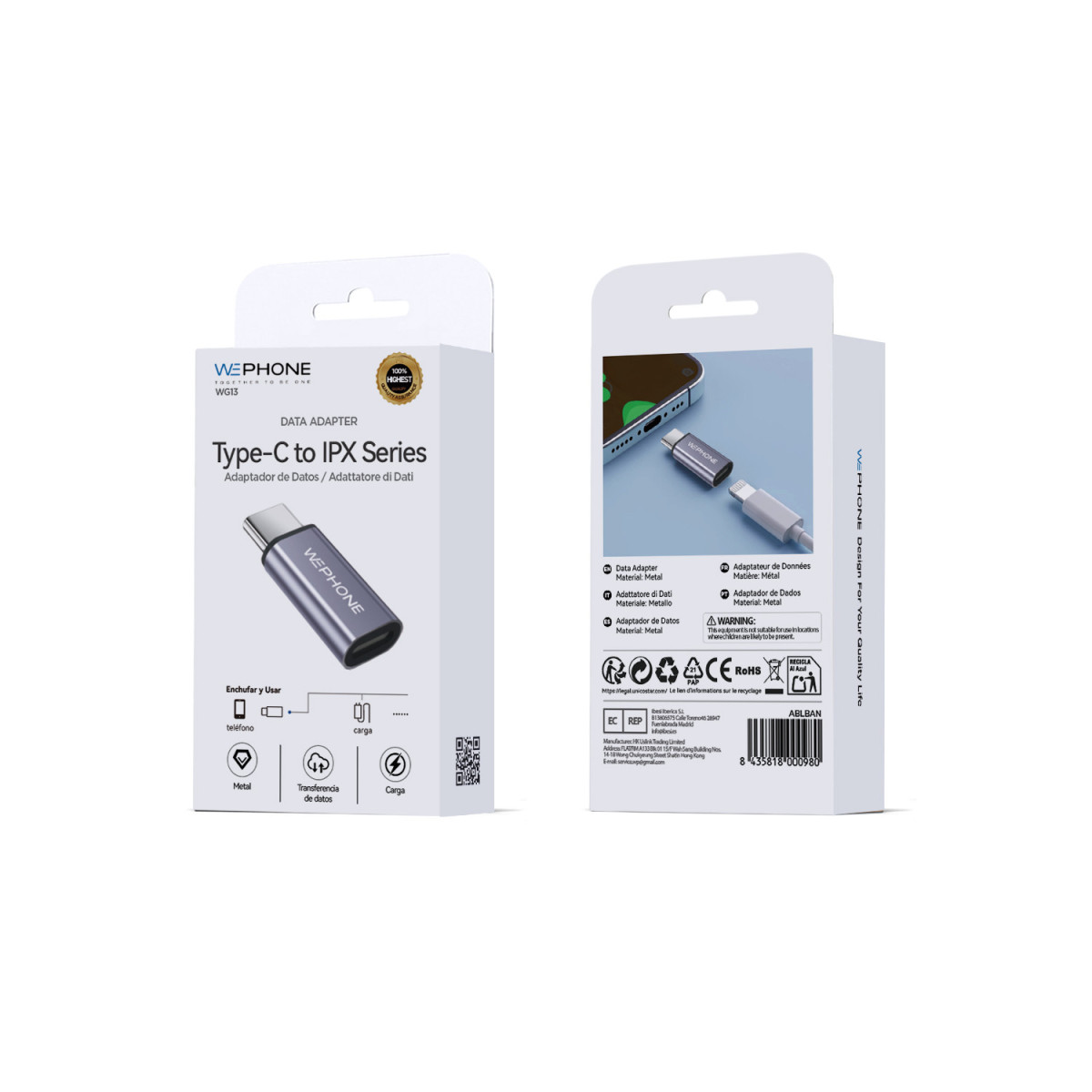 Adaptador de Datos Wephone WG13 – USB Type-C...