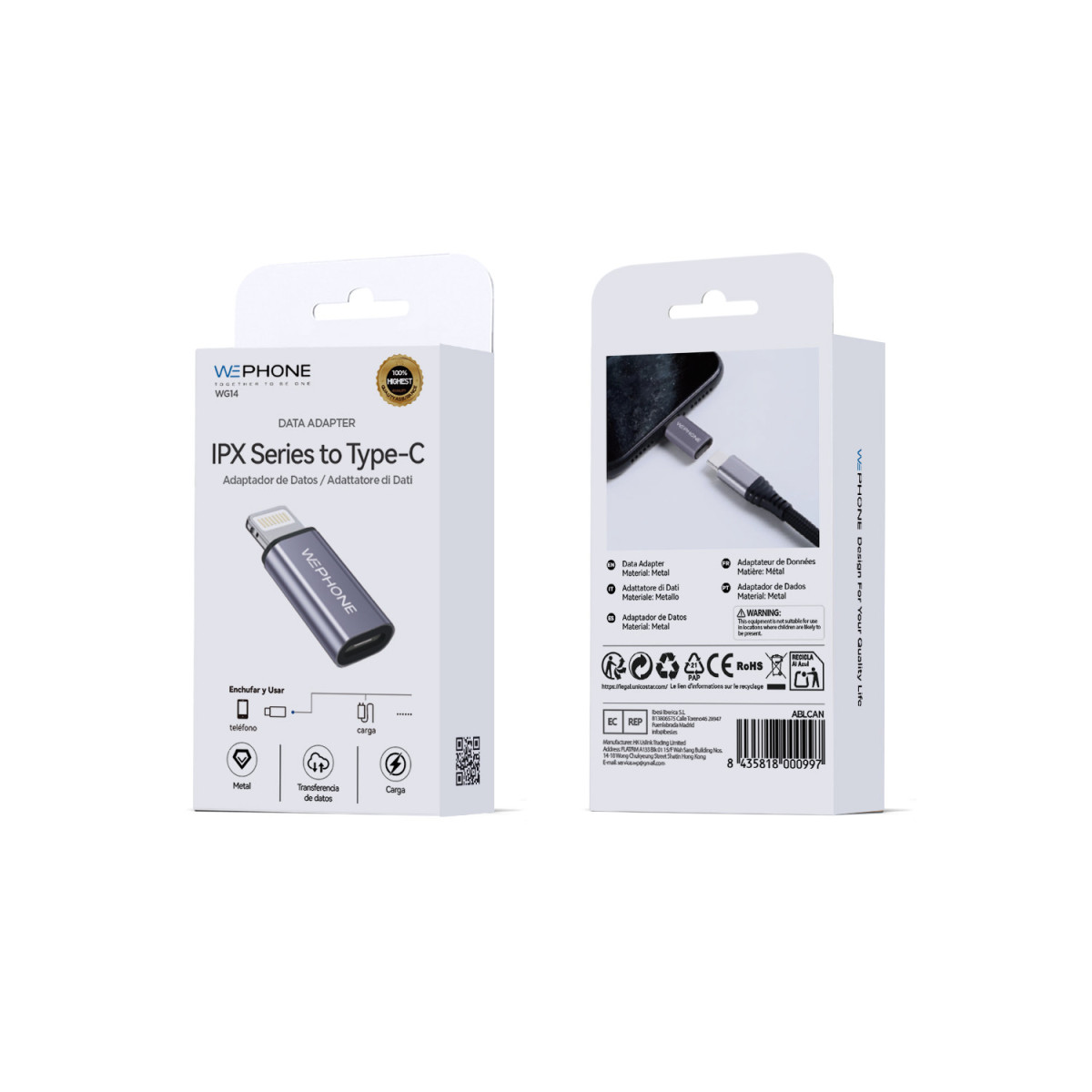 Adaptador de Datos Wephone WG14 – Lightning...