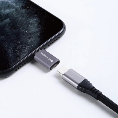 Adaptador de Datos Wephone WG14 – Lightning (IPX) a USB-C Hembra con Cuerpo Metálico