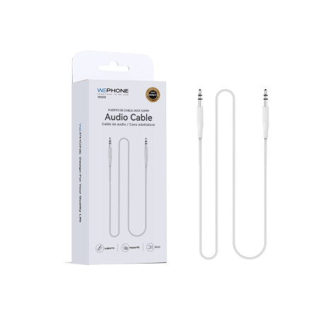 Cable Auxiliar Wephone WG02 – Jack 3.5 mm a Jack 3.5 mm (1 m) Blanco Estéreo