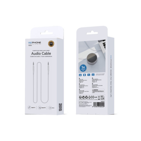 Cable Auxiliar Wephone WG02 – Jack 3.5 mm a Jack 3.5 mm (1 m) Blanco Estéreo