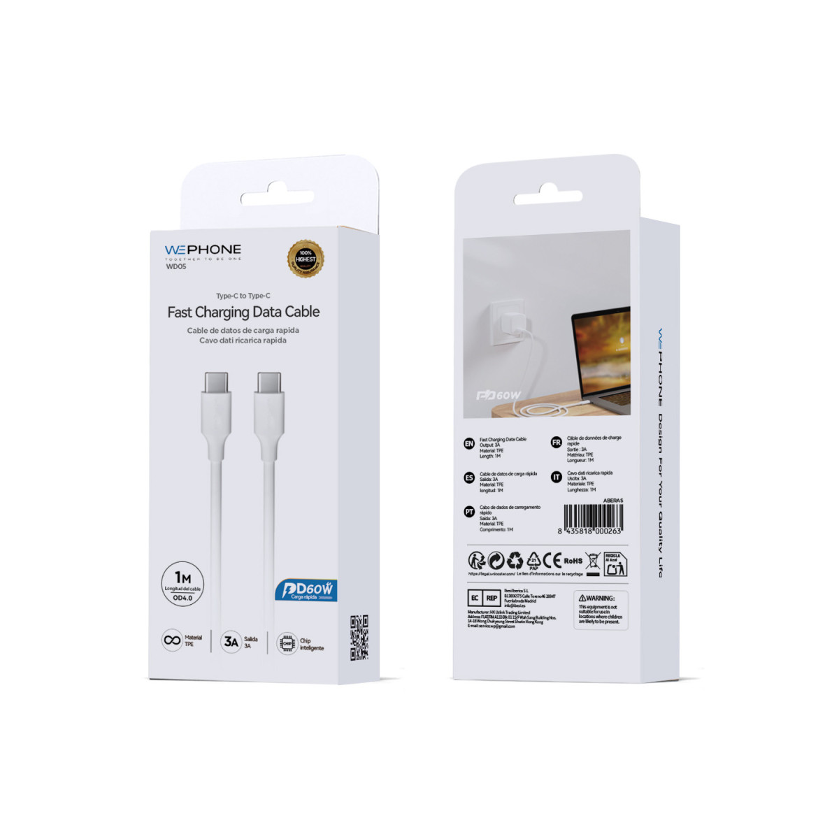 Cable de Carga Rápida Wephone WD05 USB-C a...