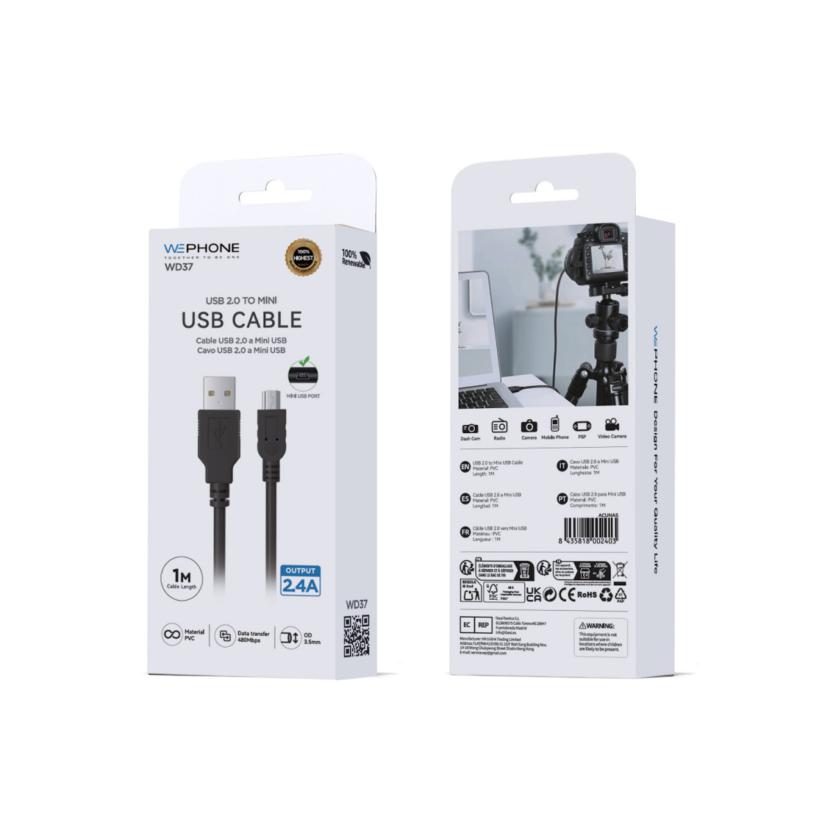 Cable USB 2.0 a Mini USB Wephone WD37 – 1...