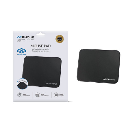 Alfombrilla de Ratón Wephone WK01 – Tamaño M (250x210mm) Negro con Base Antideslizante
